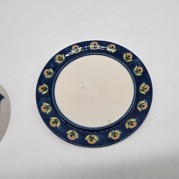 Hand-Painted Ceramic Domed Butter Dish With Lid - Floral Pattern - Blue/White/Ye - Picture 3 of 11